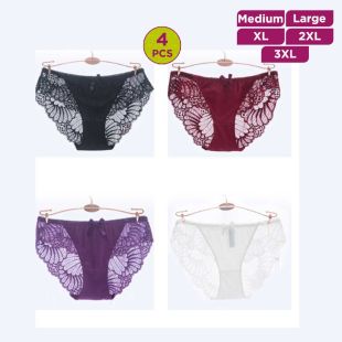 Assorted Colors Lace Underwear for Women - 4 Pcs