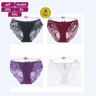 شورت داخلي دانتيل بألوان متنوعة للسيدات - 4 حبة