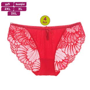 شورت داخلي دانتيل بألوان جذابة للسيدات - 4 حبة