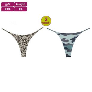شورت داخلي دانتيل رفيع بنقشة الفهد للسيدات - 2 حبة