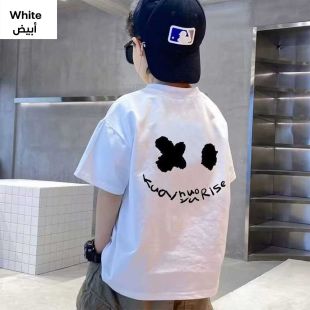 تي شيرت فضفاض نصف كم طباعة كارتونية للأولاد والبنات - 12-15 سنة