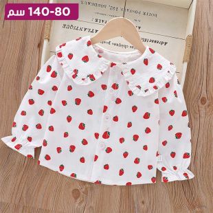 بلوزة بناتى تصميم كوري من القطن والدانتيل بأكمام طويلة