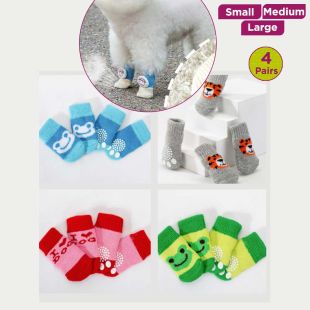 Anti-Slip Cotton Socks for Dogs Assorted Print - 4 Pairs