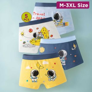 Soft Cotton Underwear with Assorted Designs for Boys - 5Pcs