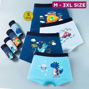 Stylish Cotton Underwear with Assorted Designs for Boys - 5Pcs