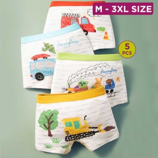 Deluxe Cotton Underwear with Assorted Designs for Boys - 5Pcs