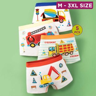 Chic Cotton Underwear with Assorted Designs for Boys - 5Pcs
