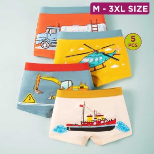 Refined Cotton Underwear with Assorted Designs for Boys - 5Pcs