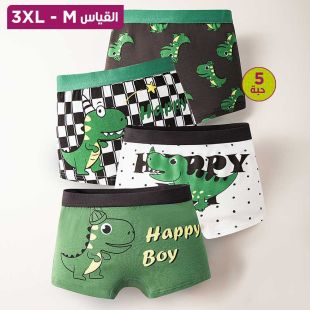 شورت داخلي قطن فاخر ولادي بتصميمات متنوعة - 5 حبة