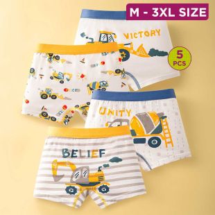 Dapper Cotton Underwear with Assorted Designs for Boys - 5Pcs