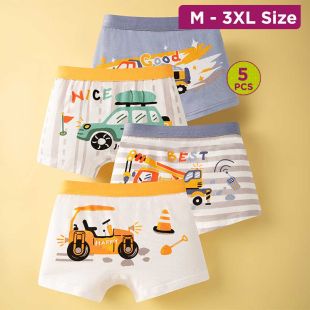 Crisp Cotton Underwear with Assorted Designs for Boys - 5Pcs