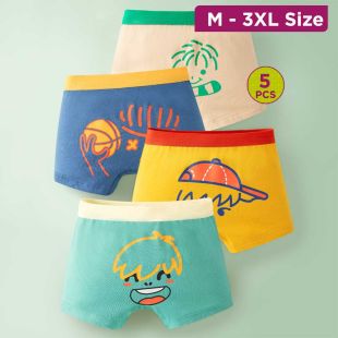 Trim Cotton Underwear with Assorted Designs for Boys - 5Pcs