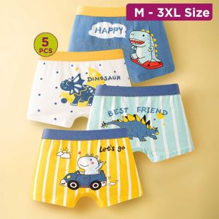 Sleek Cotton Underwear with Assorted Designs for Boys - 5Pcs