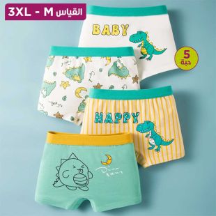 شورت داخلي قطن فاخر ولادي بتصميمات متنوعة - 5 حبة