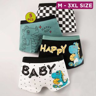 Classy Cotton Underwear with Assorted Designs for Boys - 5Pcs