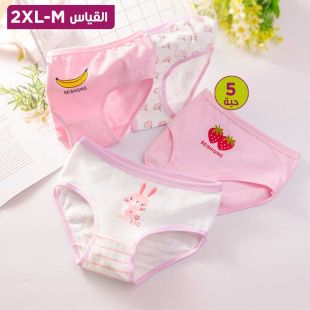 شورت داخلي قطن برسومات كرتونية متنوعة للبنات - 5 حبة