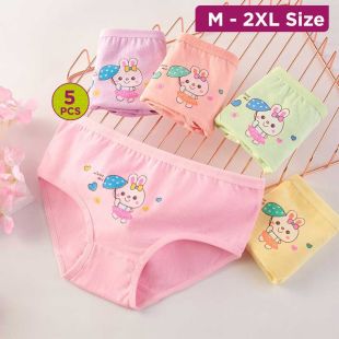 Cheerful Cotton Briefs for Girl Assorted Cartoon - 5Pcs