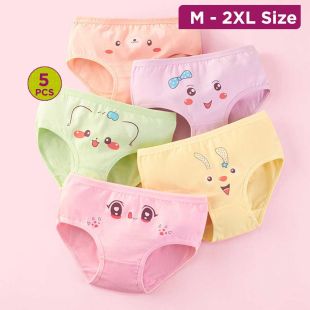 Stylish Cotton Briefs for Girl Assorted Cartoon - 5Pcs