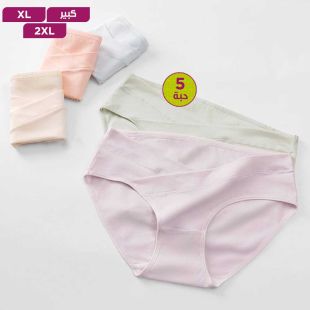 شورت داخلي منخفض الخصر بألوان متنوعة للسيدات - 5 حبة
