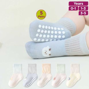 Mesh Non-Slip Summer Floor Socks for Baby  Assorted Colors - 5 Pairs