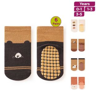 Non-Slip Socks for Children Assorted Print - 6 Pairs
