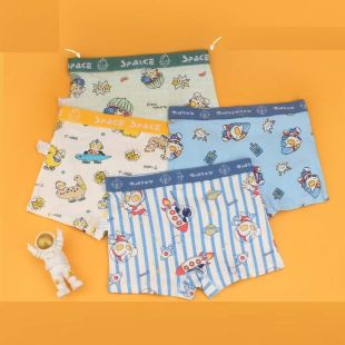 شورت داخلي ولادي قطن مطبوع برسومات حيوية - 4 قطع