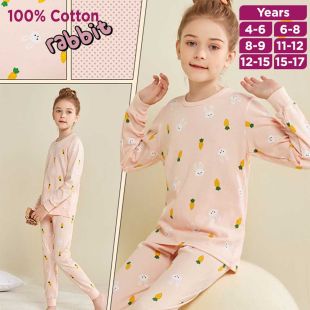 Classic Long Sleeve Autumn Cotton Pajama Set for Girls
