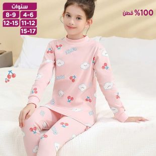بيجامة خريفية قطنية ناعمة بأكمام طويلة للبنات