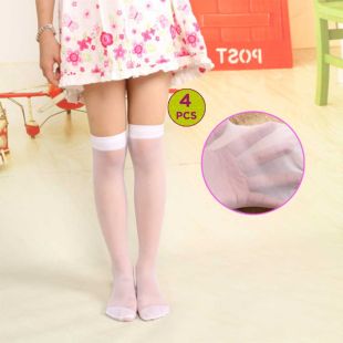 Summer Stocking Long Socks for Girl Assorted Colors - 4Pcs