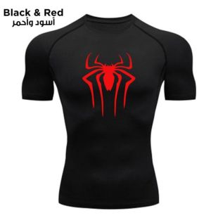 تيشيرت رياضي للتدريب سريع الجفاف للرجال - أسود وأحمر - كبير