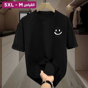 تيشيرت صيفى سادة بتصميم Smiley Face للرجال والسيدات
