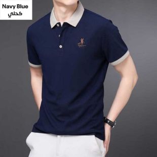 تيشيرت صيفي عصري سادة للرجال - كحلي - XXXXL