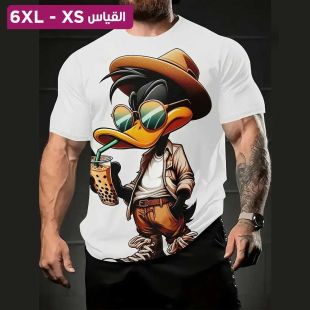 تيشيرت صيفى بتصميم كرتونى وأكمام قصيرة للرجال
