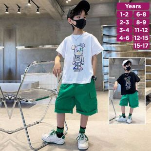 Half-sleeved Cotton Loose Cartoon Printed T-shirt for Boys