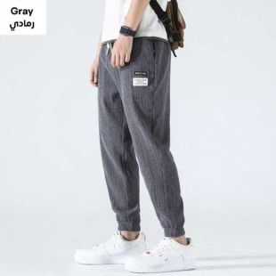 بنطلون صيفي رياضي سادة للرجال - رمادي - XXXXL