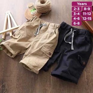 Boys Multiple Pockets Cotton Shorts