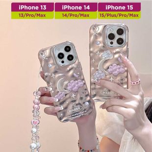 غطاء حماية لامع بتصميم سحاب ثلاثي الأبعاد مع حبل لهاتف iPhone