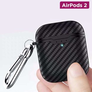 غطاء حماية لسماعات AirPods 2 بتصميم ألياف الكربون