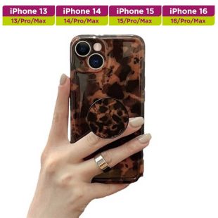 غطاء حماية بطبعة جلد النمر مع ستاند لأجهزة آيفون