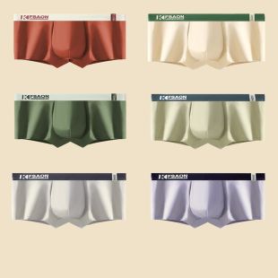 شورت داخلي قطن بخصر متوسط بألوان متنوعة للرجال - 6 حبة
