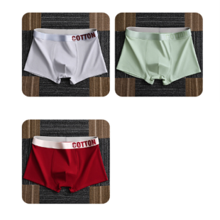 شورت داخلي قطن فضفاض بألوان متنوعة للرجال - 3 حبة