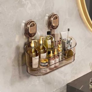 رف جداري شفاف للتخزين مع قواعد شفط