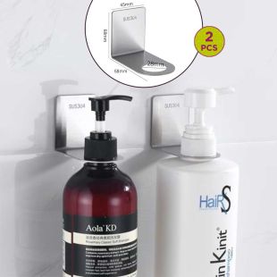 2 Piece Stainless Steel Adhesive Bathroom Bottle Holder