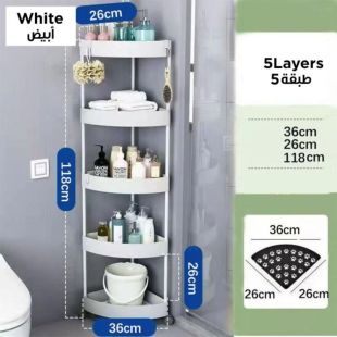 منظم زاوية متعدد الوظائف بعجلات - أبيض - 5 طبقات