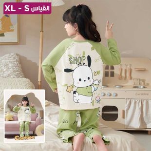 بيجامة خريفي من القطن بأكمام طويلة أنيقة للبنات