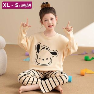 بيجامة خريفي من القطن بأكمام طويلة أنيقة للبنات