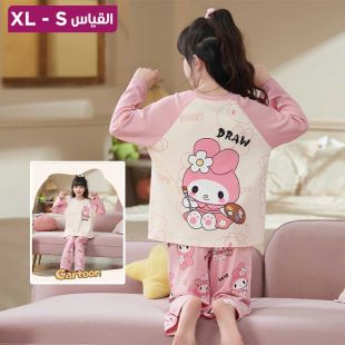 بيجامة خريفي من القطن بأكمام طويلة أنيقة للبنات