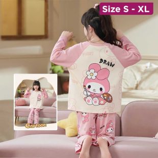 Elegant Long-Sleeve Autumn Cotton Pajama For Girls