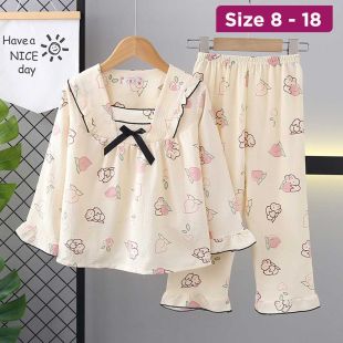 Classic Autumn Long-Sleeve Cotton Pajama For Girls