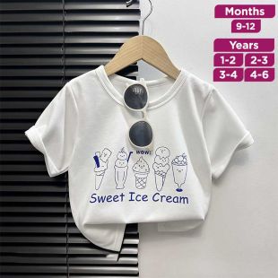 Ice Cream Print Kids' Summer T-Shirt